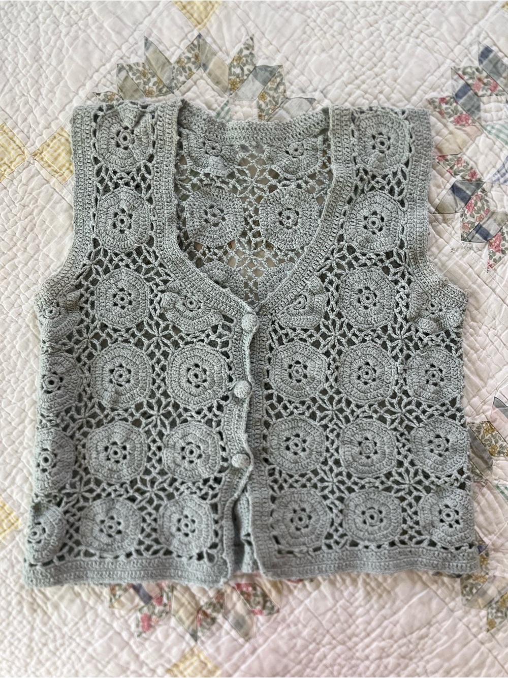 Hand-Crocheted Sleeveless Sweater Vest
